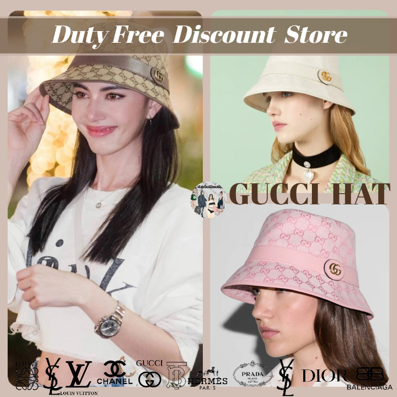 GUCCI Bucket Hat GG Canvas Bucket Hat Hat Hat untuk Wanita dari Semua Genders Garansi Dua Tahun Oten