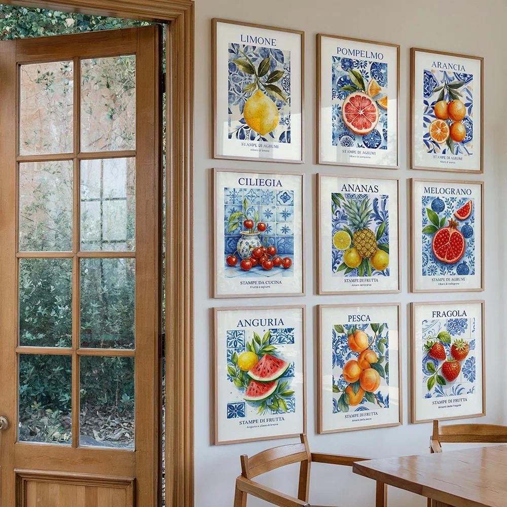 

Citrus Prints Italian Citrus Poster LemonArt Poster Canvas Print Market Painting Minimalist Wall Picture Modern Home Living Room