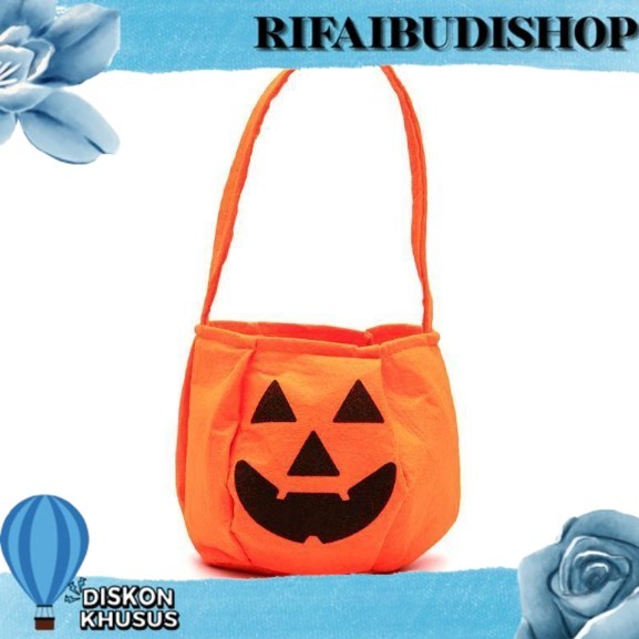 

VIIRRAALL TAPB tas halloween pumpkin labu trick or treat goodie bag flanel CCOS