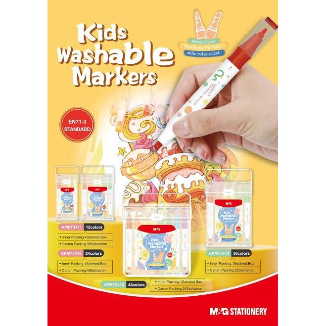 

M&G Spidol Warna 2 Sisi Kids Washable Marker APMT3414 48 Colors