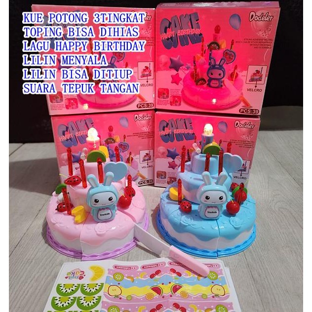 SPECIAL TERMURAH~[NEW] MAINAN KUE ULANG TAHUN 3TINGKAT TIUP LILIN BIRTHDAY CAKE