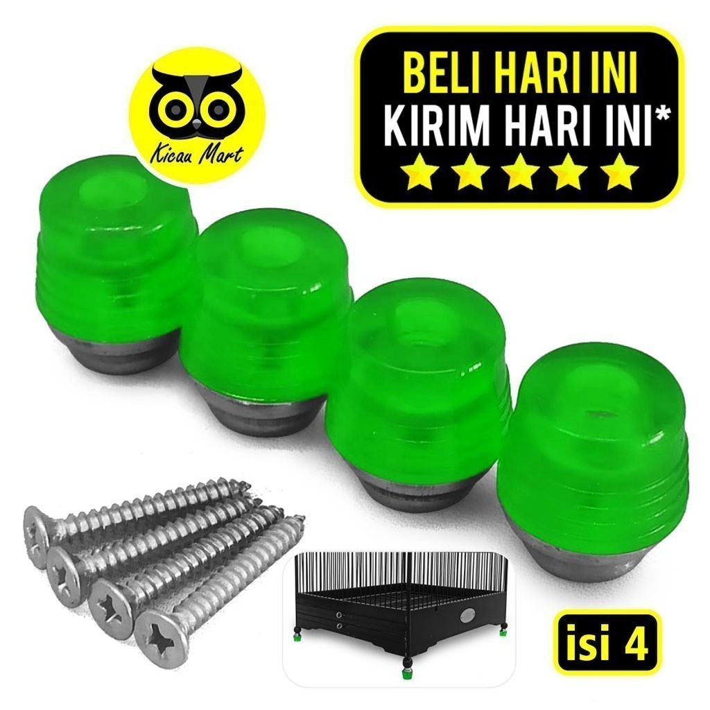 KICAU MART Kaki Sangkar Kotak Kaki Karet Isi 4 Plus Nium Silver Karet Pelapis Kaki Sangkar Kandang B