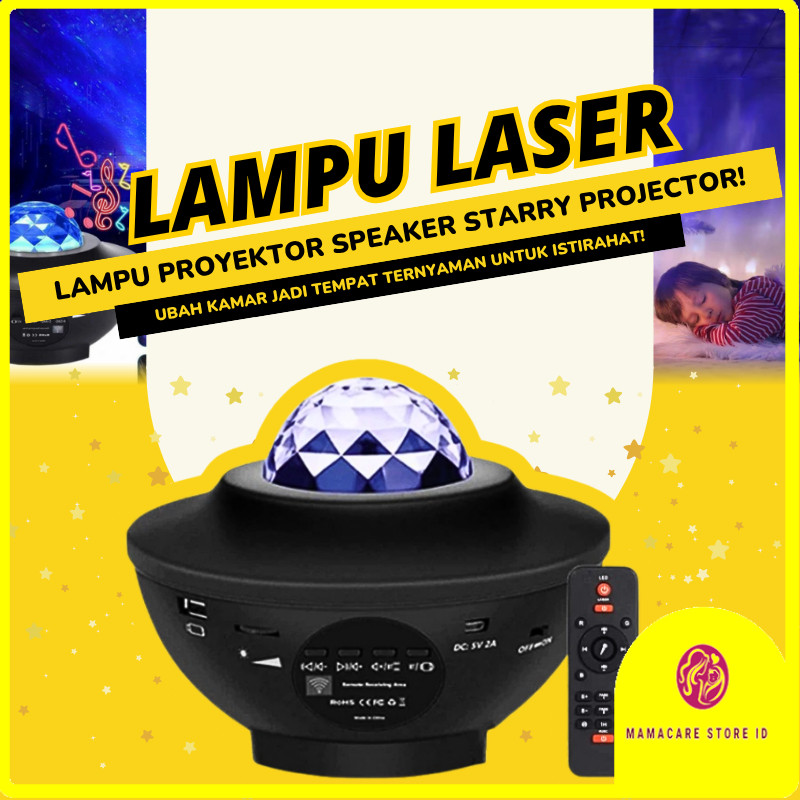 Lampu Tidur Aesthetic Proyektor Aurora Dengan Speaker Langi 2 IN 1 Proyetor Galaxy Planet Nebula Lam