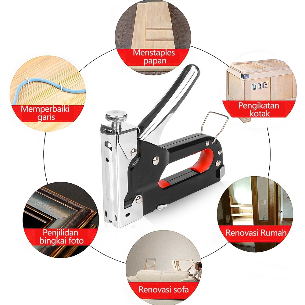 

Staples Tembak Gun Tacker 3 In 1 Pistol Kuku Powerfull Pistol Stapler Furnitur DIY Pelapis Pistol