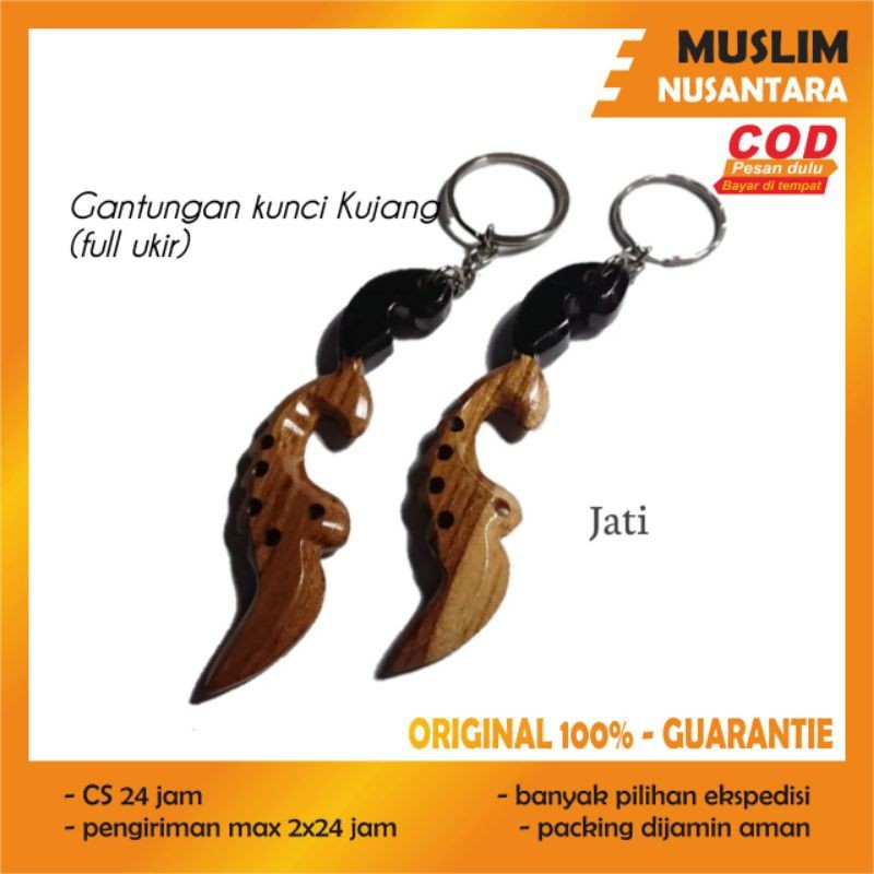 Ganci Kujang Kayu | Gantungan Kunci Kujang Kayu Jati