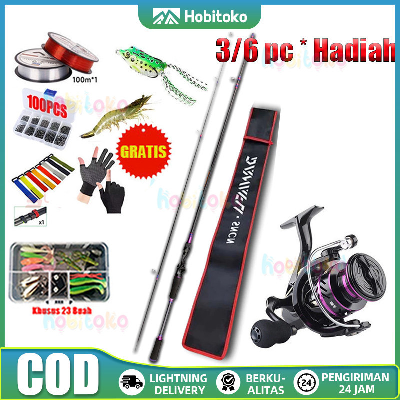 Set Pancing Lengkap 1.65-2.4M CORALOV Reel Pancing Metal HP500-7000 Power Handel Saltwater Joran Pan