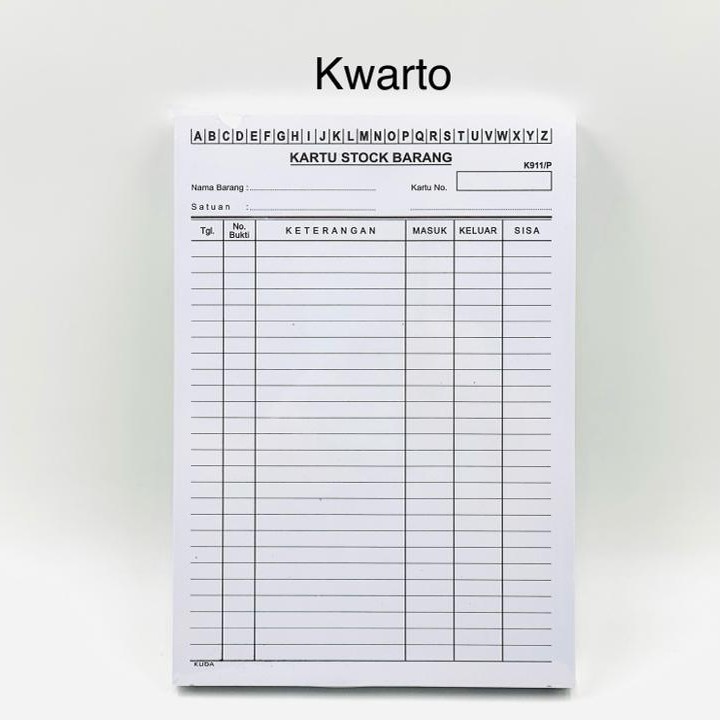 

KARTU STOK Stock Persediaan Barang Ukuran Kwarto / 1/2 Folio