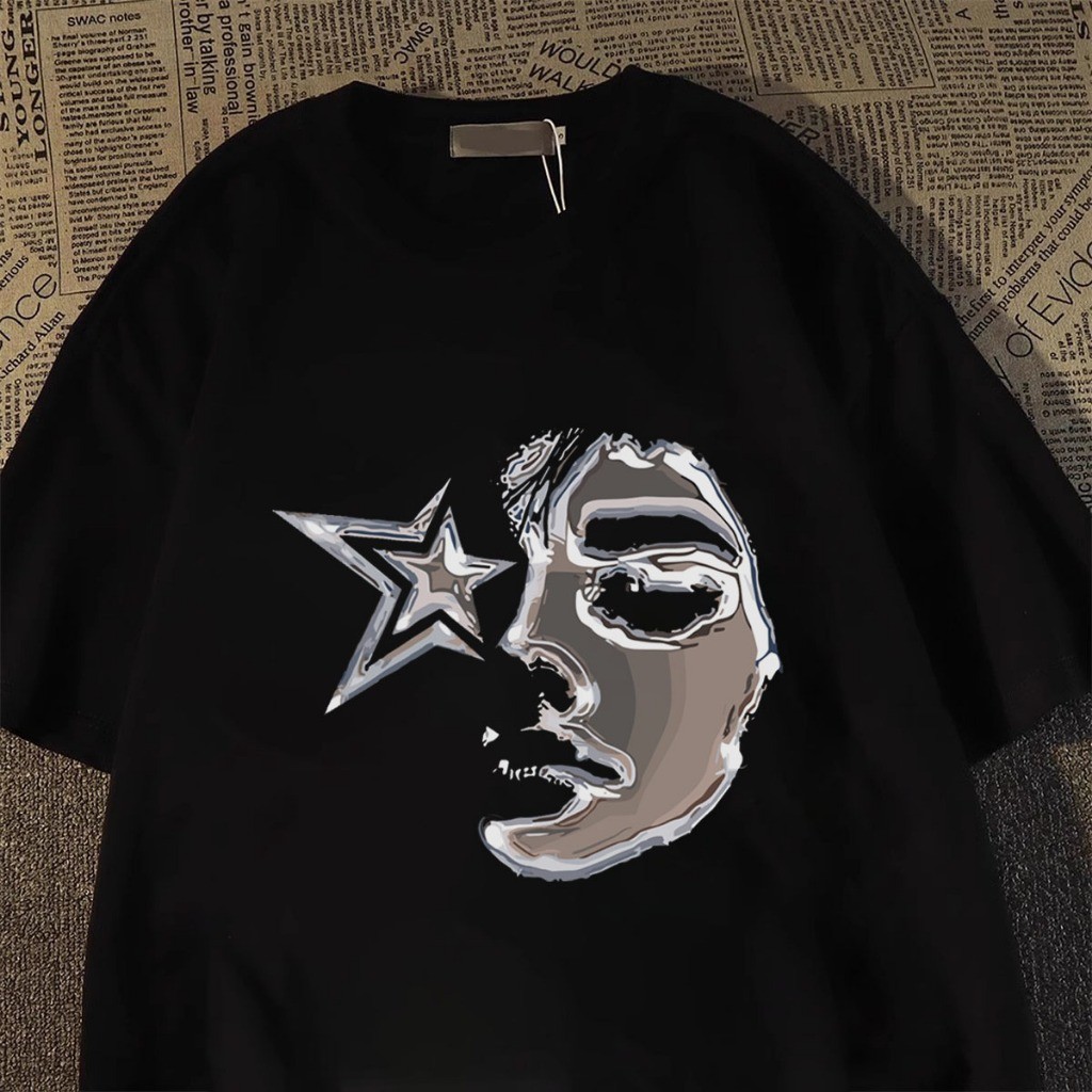 24-hour delivery（COD）100% DesainTINY Tshirt Oversize Men's T-shirt Distro Original 100% Thick Star F