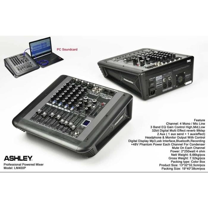 POWER MIXER AUDIO ASHLEY LM400P LM 400 P ORIGINAL 4 CHANNEL