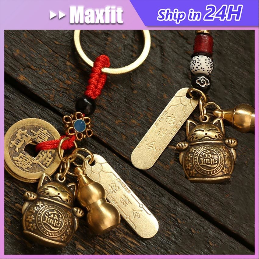 Gantungan Kunci Kuningan Kucing Hoki Coin Lucky Cat Fortune and Rich Kucing Keberuntungan /