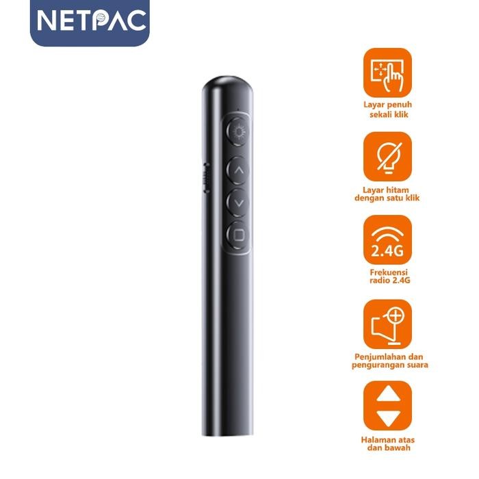 

NETPAC S9 Wireless Laser Pointer Presentasi Remote Control laser Pen Merah 200M USB Embedded Receiver - S9 Hitam