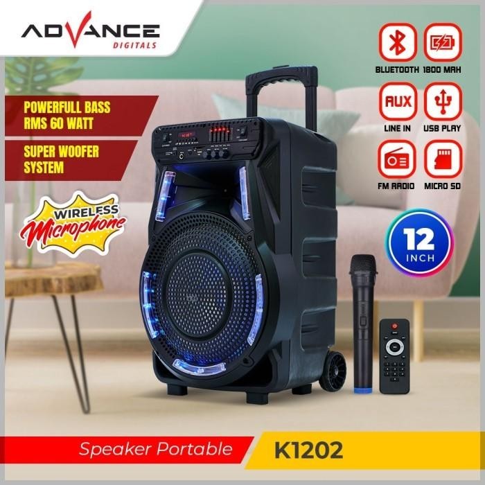 Advance Speaker meeting bluetooth K 1202 ukuran jumbo speaker 12 inci - ADVANCE K 1202
