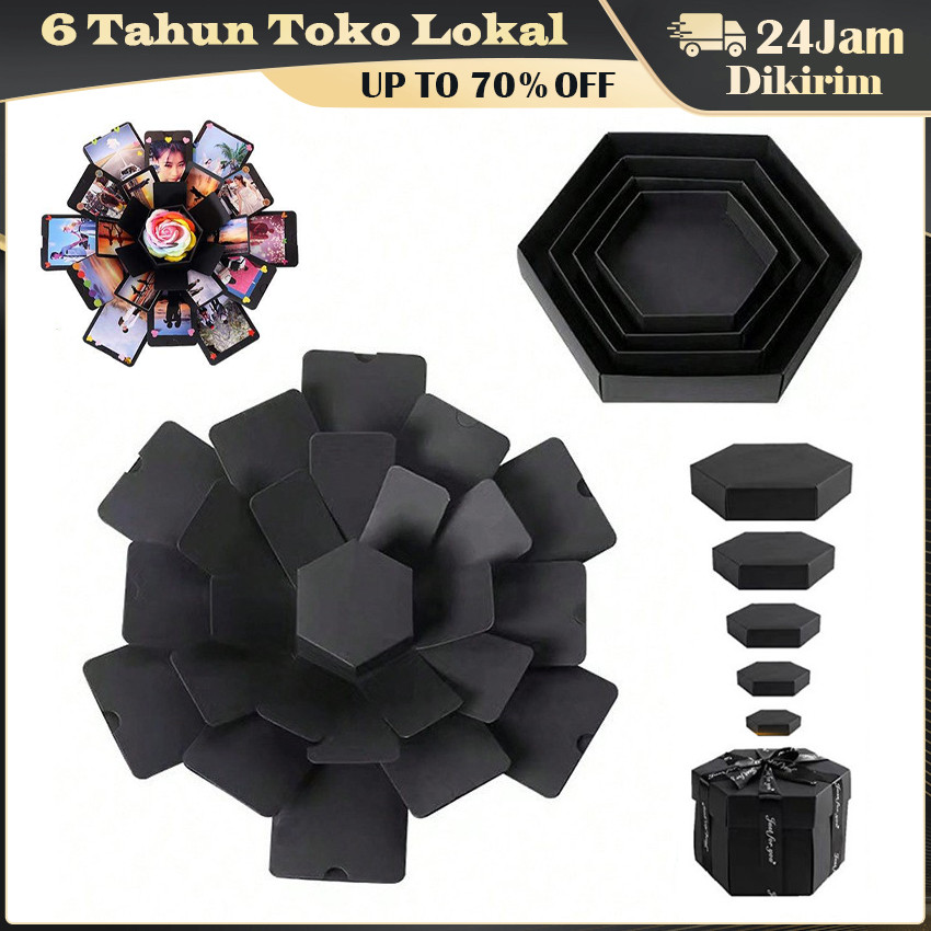 

DIY Box Gift Eksplosion Heksagonal / Scrapbook Album Pop Up Surprise, Hadiah Ulang Tahun/Anniversary Unik untuk Foto & Pesan Cinta