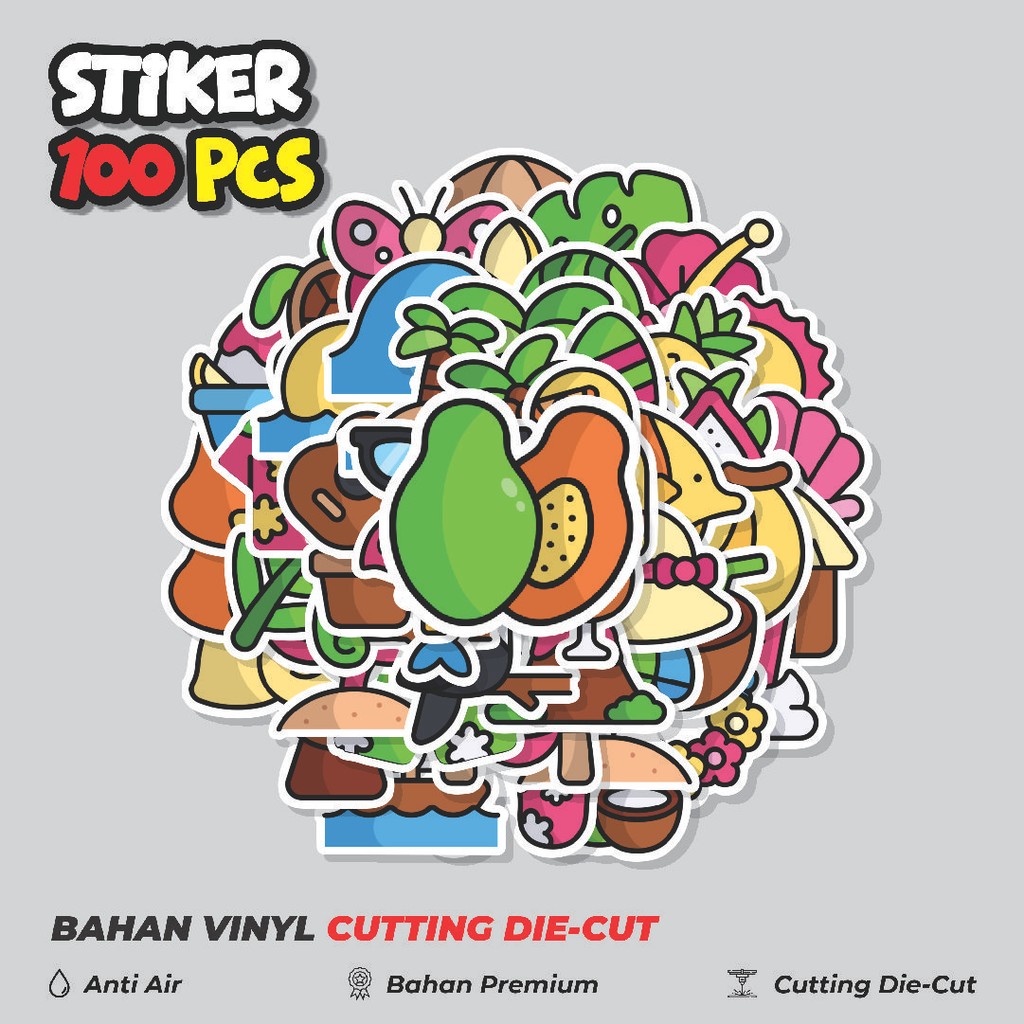 

Terbaru! 50 pcs Stiker Tropical Island [Pulau Tropis] Dekorasi Lucu Kreatif untuk Notebook, Skateboard, HP