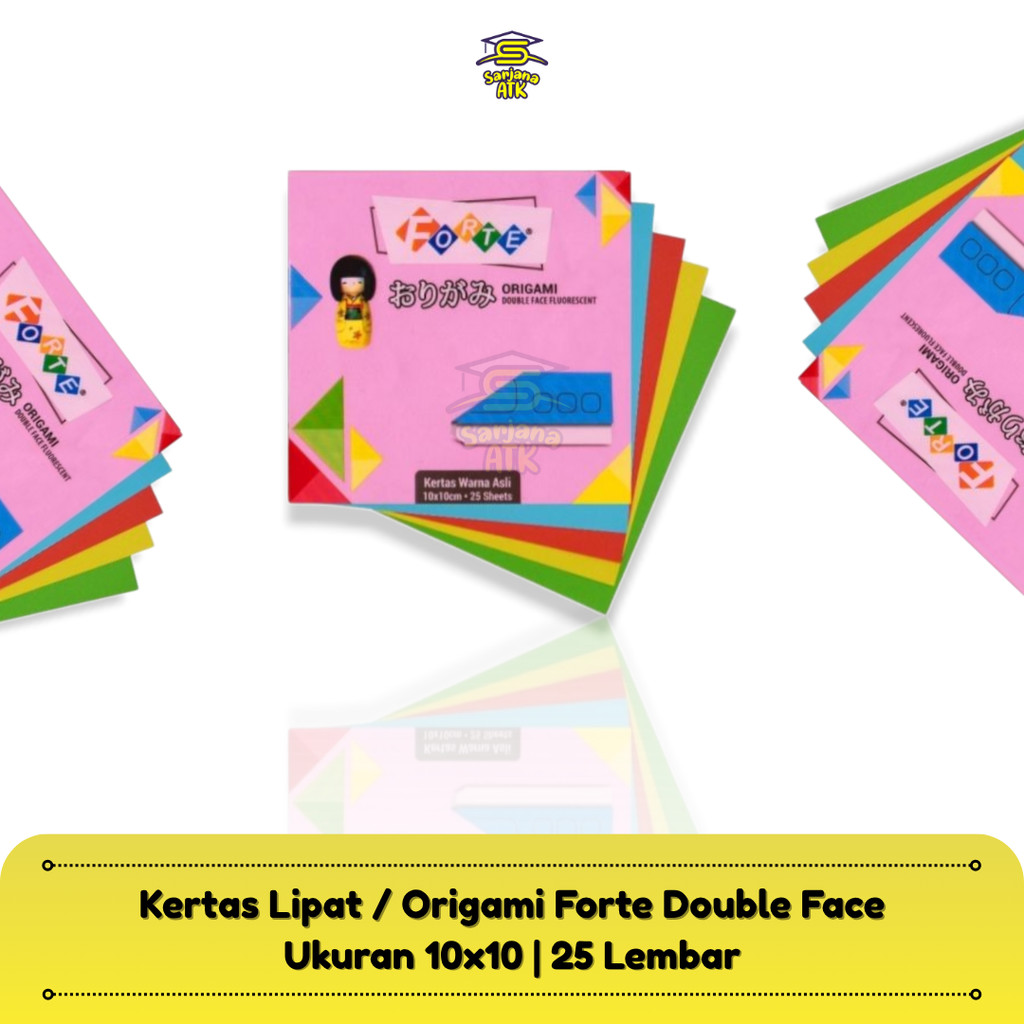 

(25 lembar) Kertas Lipat / Origami FORTE Double Face Ukuran 10x10