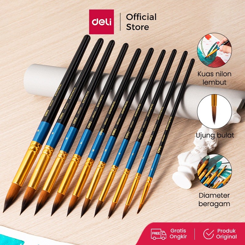 

Deli Kuas Lukis Nilon Lembut Ujung Bulat / Round Head Brush Beragam Diameter EC408