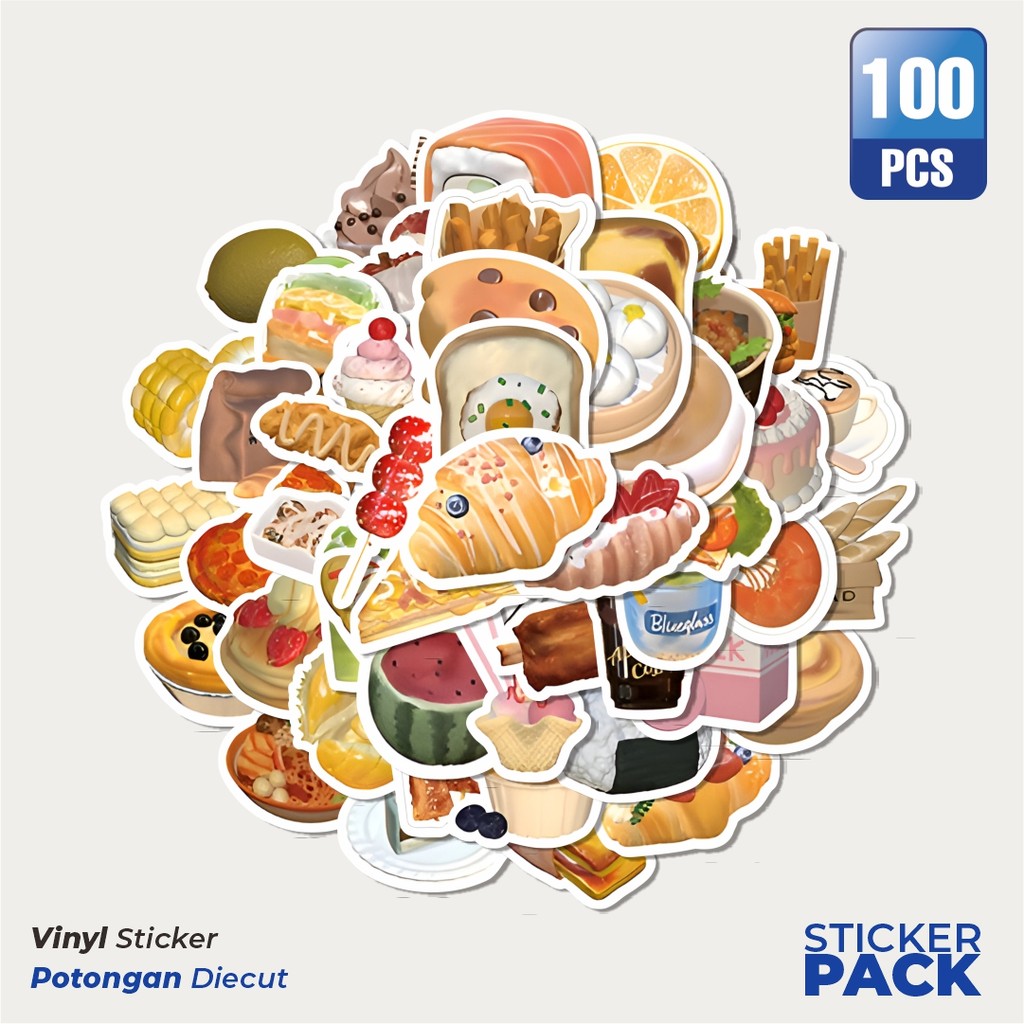 

Super Hemat! 100 PCS Stiker INS Chesee Cake Butter Toast Waterproof Aesthetic- Untuk Laptop, Motor, dan Helm - Paper Stationery Pack