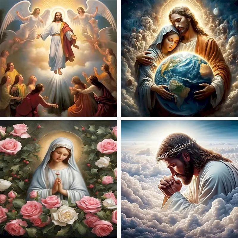 

GATYZTORY DIY Diamond Painting 5D Jesus Pattern Art Kit Square/Round Full Rhinestones Art Painting Wall Decor Gifts