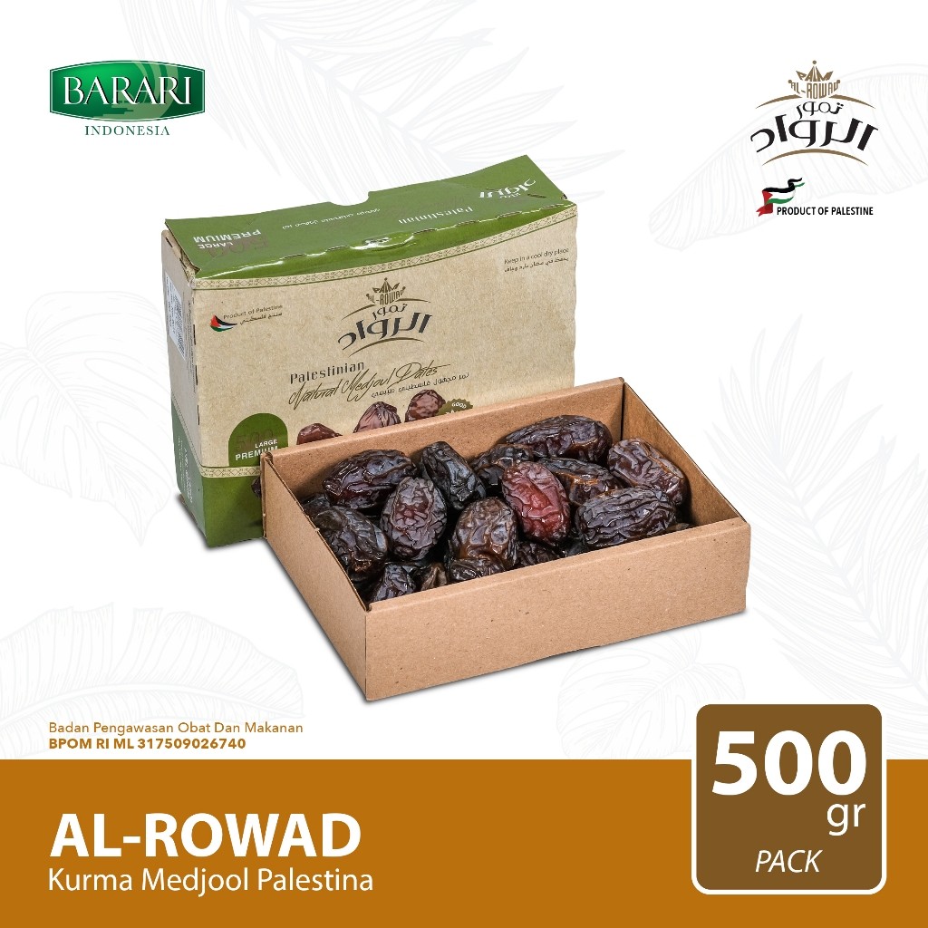 

AL-RWAD Kurma Medjool Palestina 500Gr Premium Dates High Quality Tekstur Lembut dan Legit