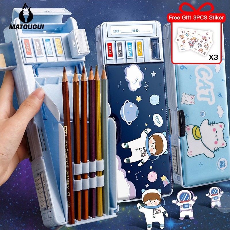 

【Gear skin】Kotak Pensil Plastik Multifungsi - Tempat Alat Tulis, Penyimpanan Praktis & Serbaguna