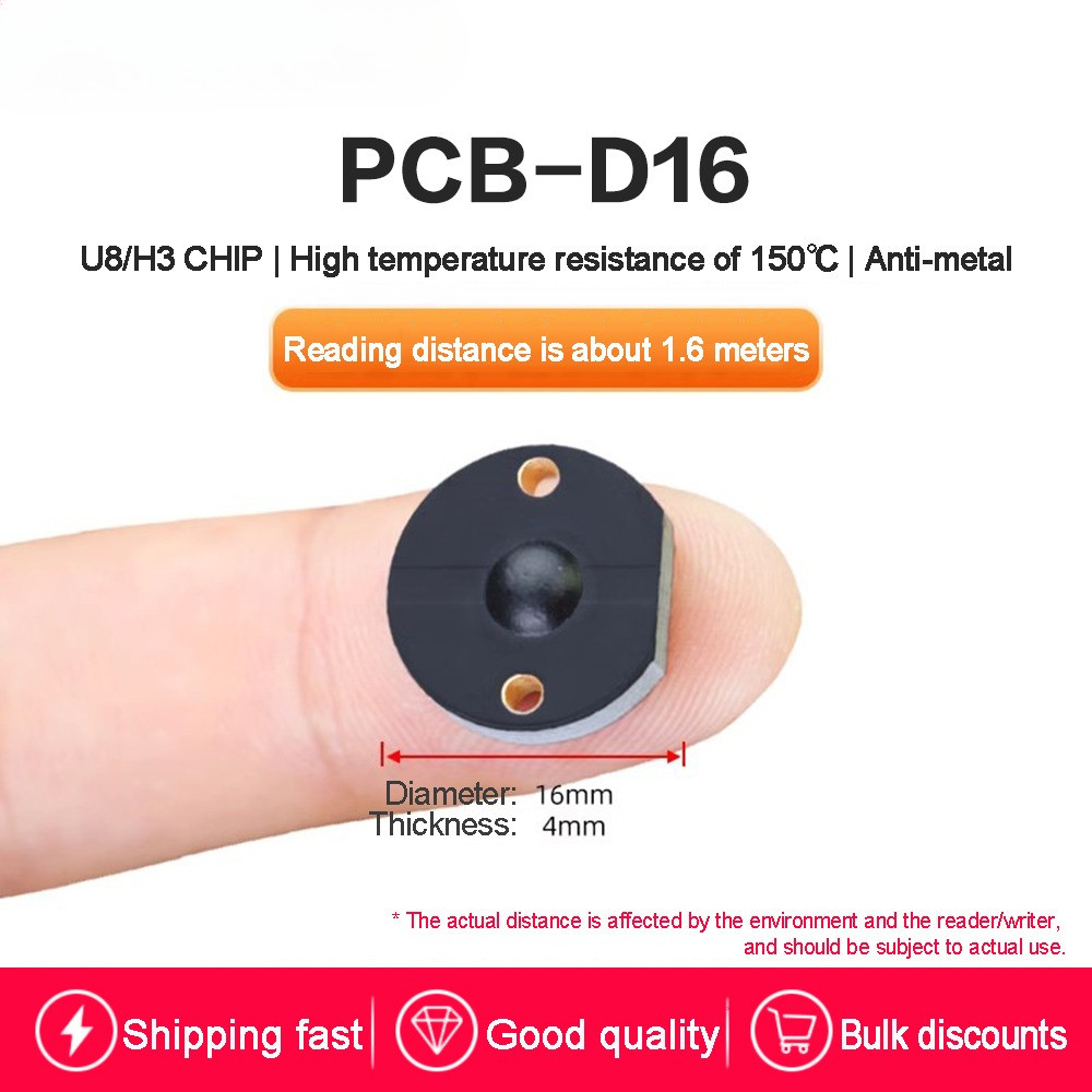 

RFID UHF PCB Anti Metal Tag 18000-6C 860-960MHz High Temperature Resistance NXP U8 H3 Chip Electronic label Long distance 10PCS