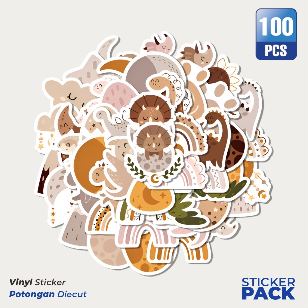 

Super Hemat! 100 PCS Stiker Small Bohemian Dinosaur Graffiti Waterproof Aesthetic- Untuk Laptop, Motor, dan Helm - Paper Stationery Pack
