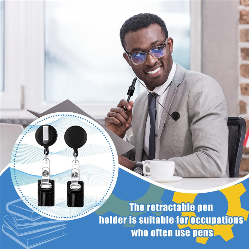 

RMWIN-10Pc Retractable Pull Pen Pencil Holder Lanyard Leather Portable Pen Badge Reel Clip For Carpenter Pencil Nurses Teacher
