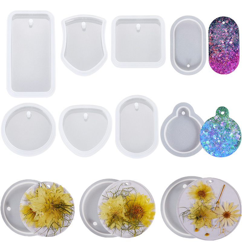 

Round Keychain Mold Silicone Resin Molds Circle Keychain Pendant with Hole Jewelry Making Epoxy Casting for DIY Crafts