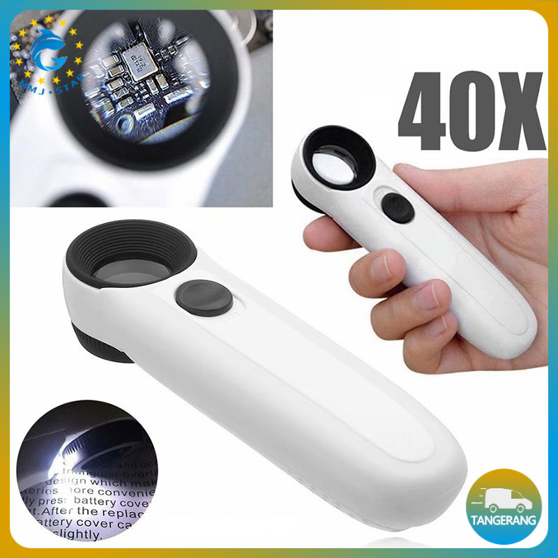 

40X KACA PEMBESAR Magnifying Glass With 2 LED Lampu Pembaca Dokumen Perhiasan