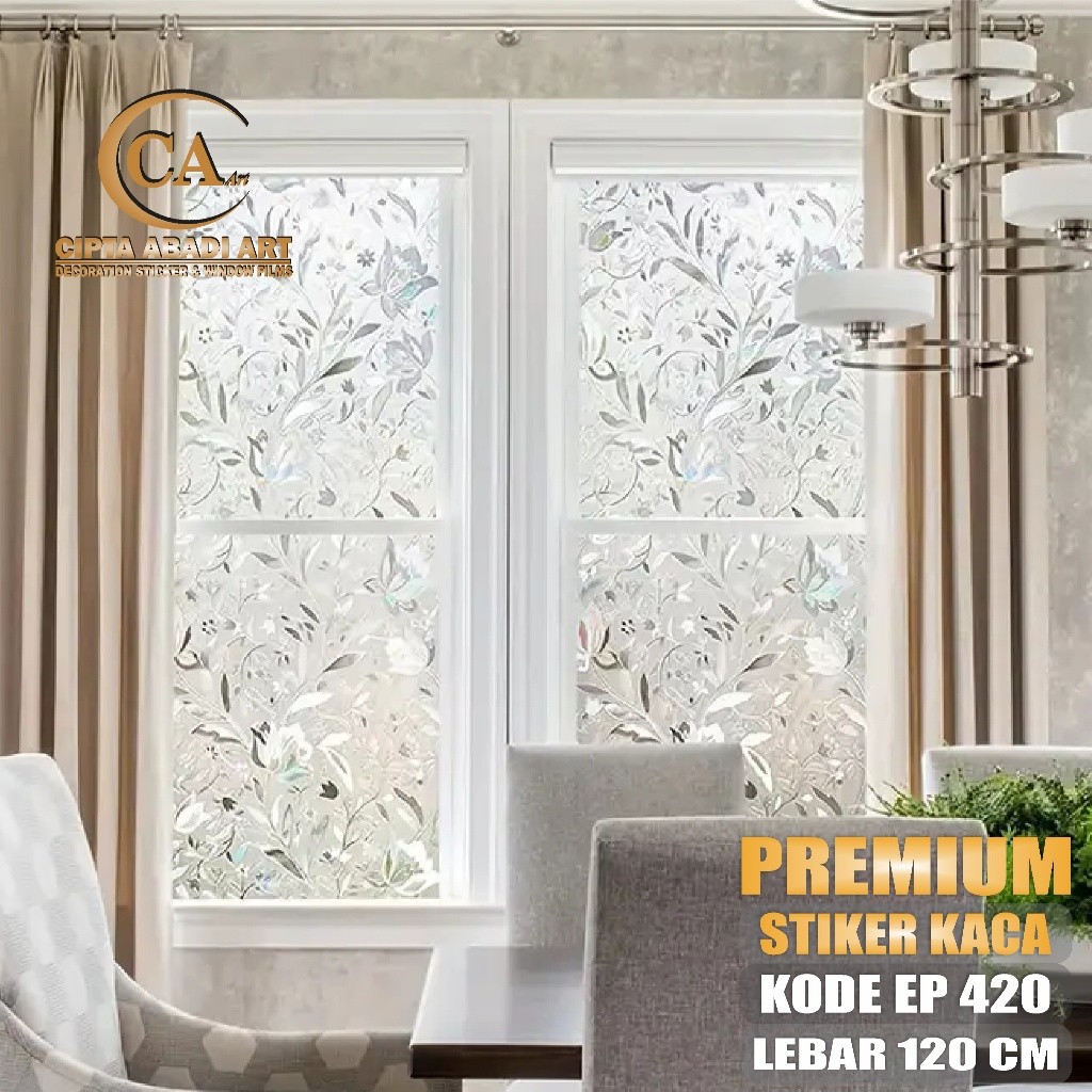 Stiker Kaca Jendela Rumah Motif Bunga Tulip Premium Tebal Ukuran L-122 Cm x 50Cm