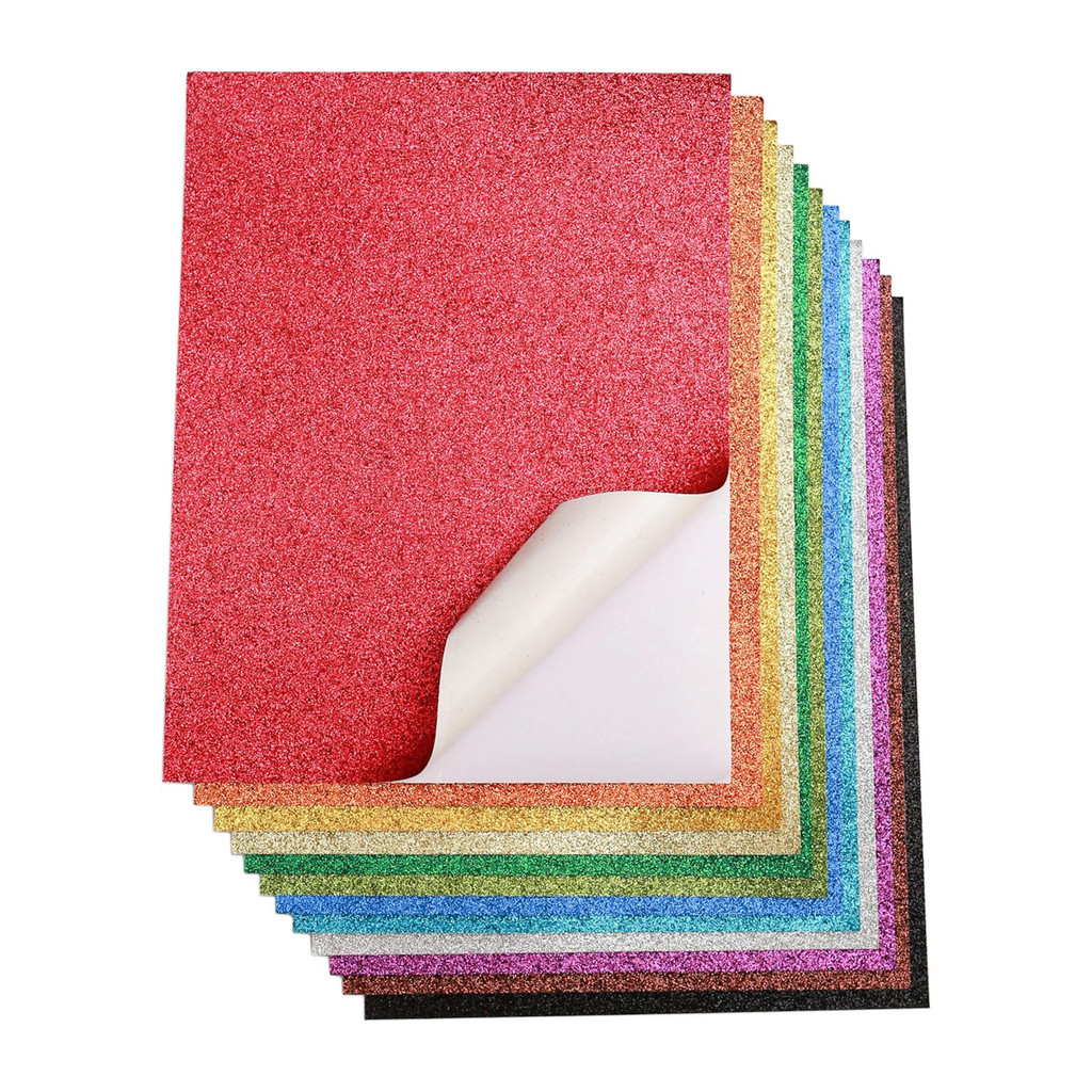 

20pcs color mixed premium glitter craft paper, self-adhesive glitter paper, art projects, gift packaging, card making