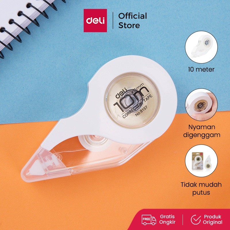 

Deli Correction Tape / Pita Koreksi Tip Ex Kertas 10 Meter Nyaman Digenggam 8157