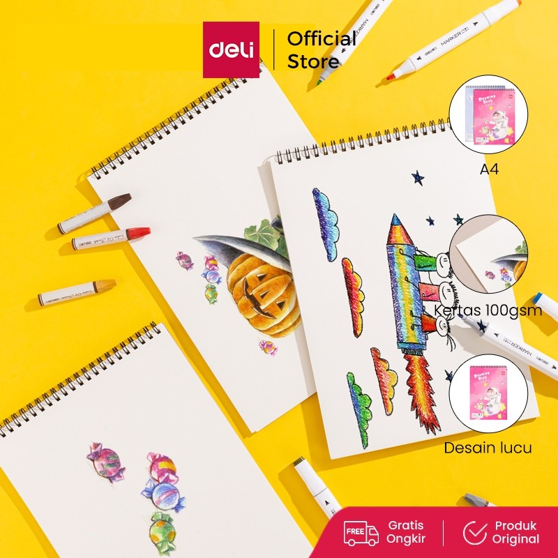 

Deli School Drawing Book / Buku Gambar Jilid Spiral Kertas Tebal 100 GSM 30 Lembar 73387