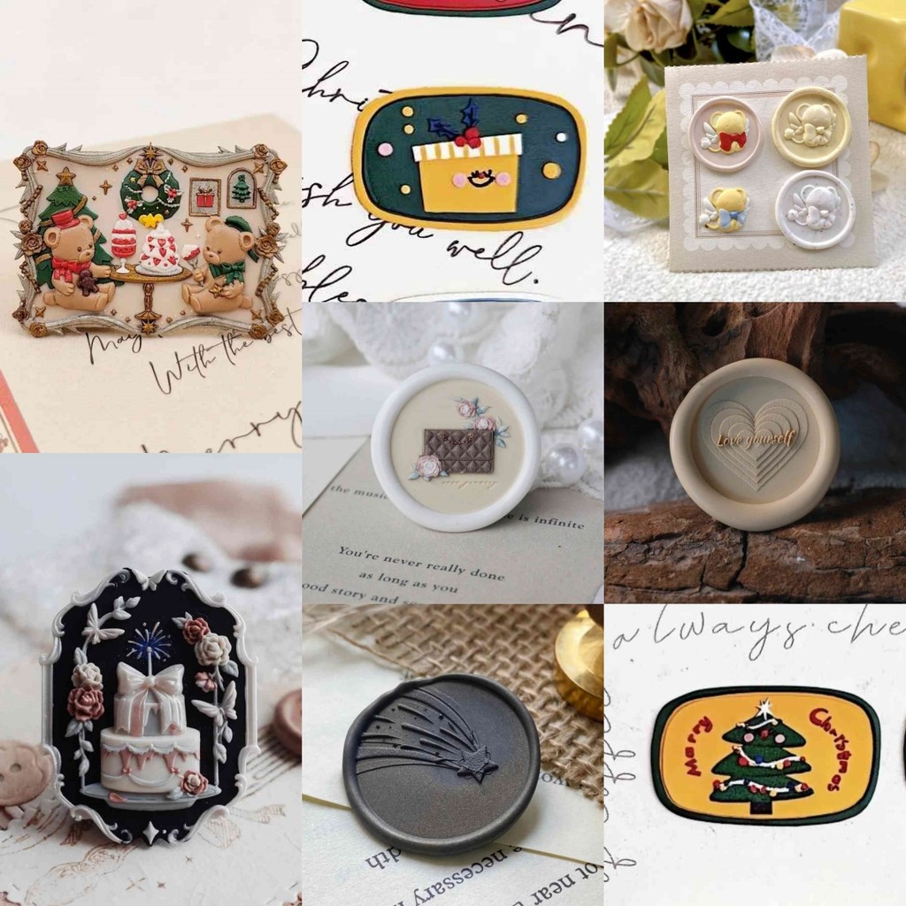 

Creative Stamp Fire Stamp Wax Brass Stamp Head Christmas Bear Cake Opposite Embossed Peace Fruit Tree Wishing Socks Stamp Toy