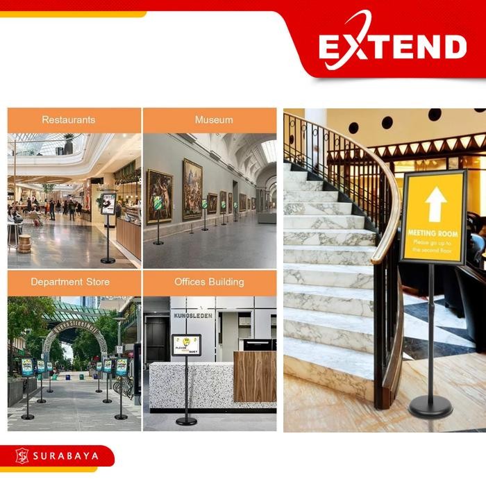 

Extend Stand Display Banner Promosi Poster Snapframe Telescopic Frame A3 A4 Sign Board Standing Outdoor Indoor - TS-BlackA3