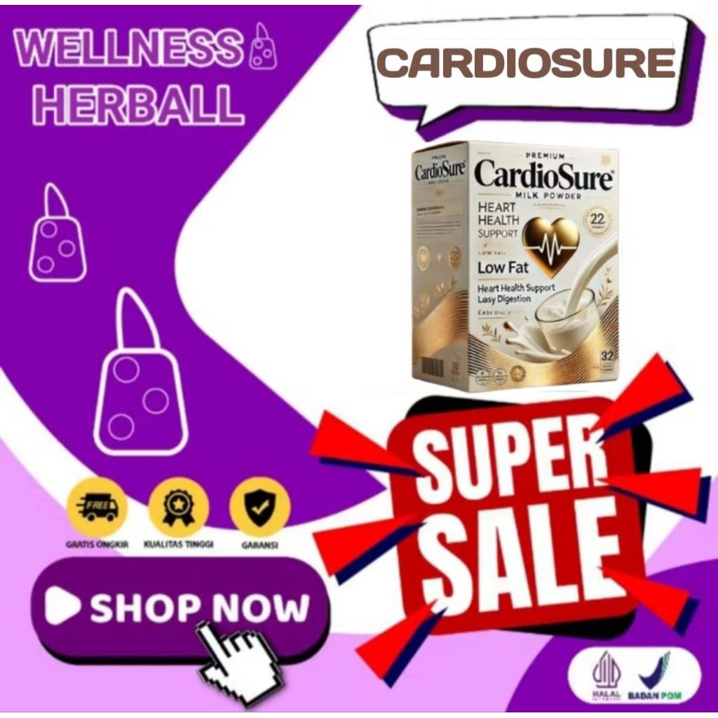 

CARDIOSURE ® Cardiosure Susu Bubuk Murni Herbal Asli - Mengatasi Hipertensi Menjaga Kesehatan Jantung Dan Kolesterol Ampuh