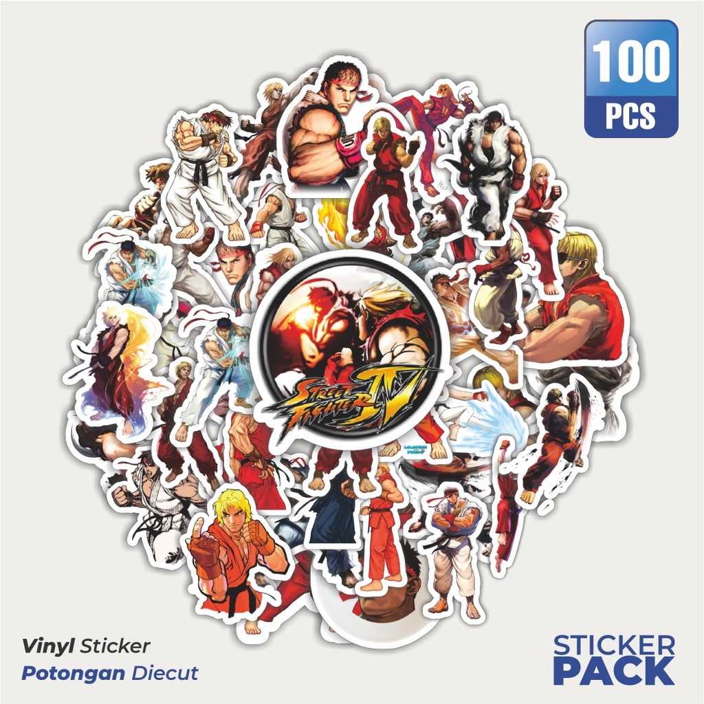 

Super Hemat! 100 PCS Stiker Game Series Streetfighter Character Ryu And Ken Waterproof Aesthetic- Untuk Laptop, Motor, dan Helm - Paper Stationery Pack