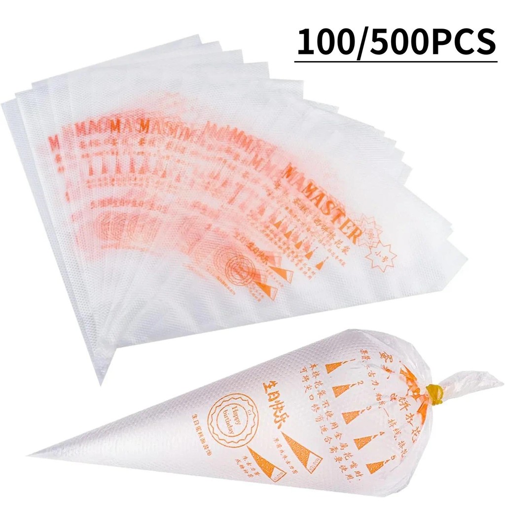 

100-500pcs Icing Piping Cream Nozzle Disposable Pastry Bag Fondant Cake Decorating Tips Tools Small Large Size