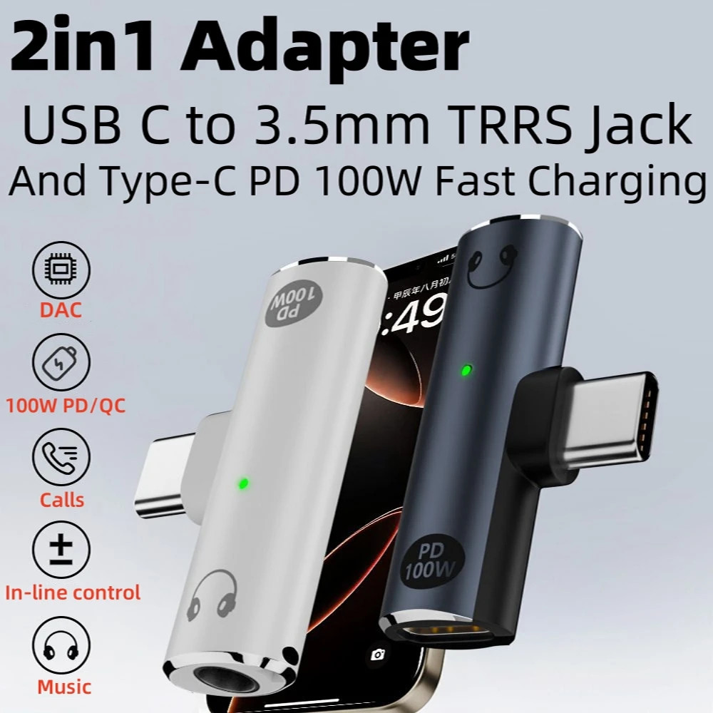 Adapter Converter Splitter USB Type C PD 100W + Audio Jack AUX 3.5mm Fast Charging Gaming Live High 