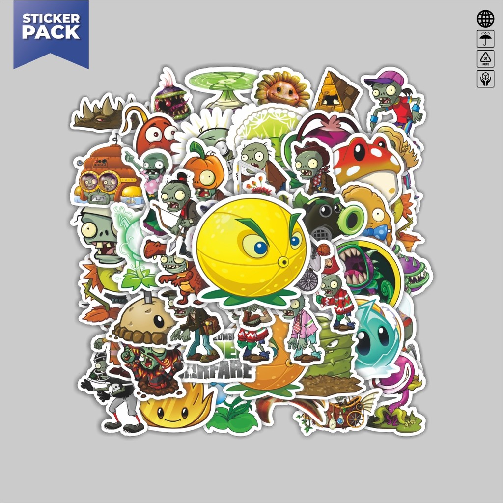 

[100PCS]Stiker Pack Stiker Game Series PLANT vs ZOMBIE Character Mix 3 Aesthetic Vinyl Anti Air Dekorasi Sticker Laptop Buku Journal Koper Helm Casing HP Gitar Helm Skateboard