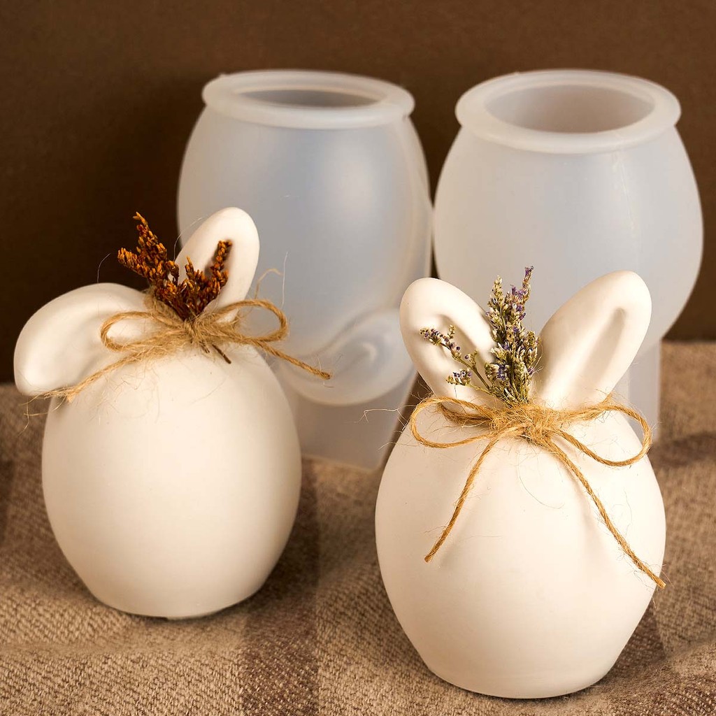 

3D Easter Bunny Ornaments Silicone Candle Molds DIY Handmade Rabbit Egg Soap Plaster Resin Casting Molds Home Decor Craft Gifts
