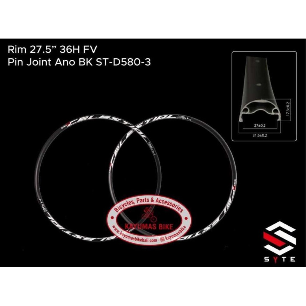 RIM / VELG SYTE CELESTIAL ST-D580-3 27.5 36 HOLE SEPASANG