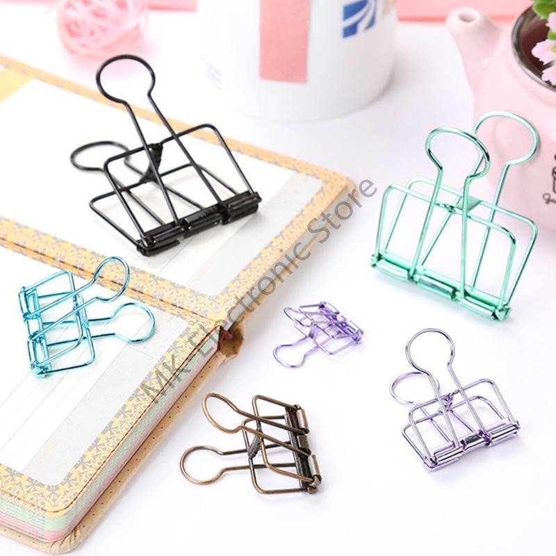 

R2LF 14 Pcs Hollow Out Paper Clips Long Tail Binder Clips Bill Clips Stationary Clips Paper Clamps 19/32/51mm Wire Clips