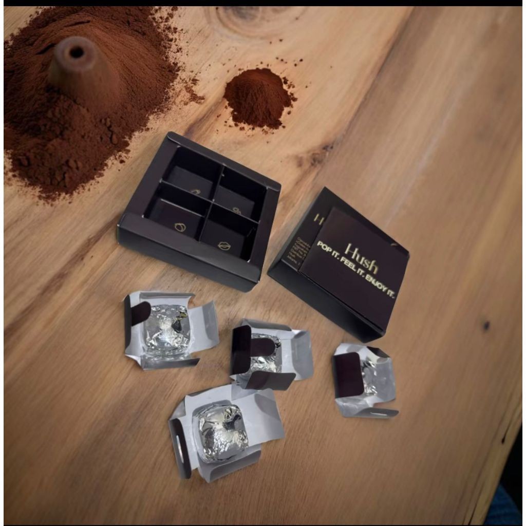 

PROMO Hush dark chocolate for couple 1box 4pcs 32gr/ Hush dark chocolate viral/ Hush dark chocolate