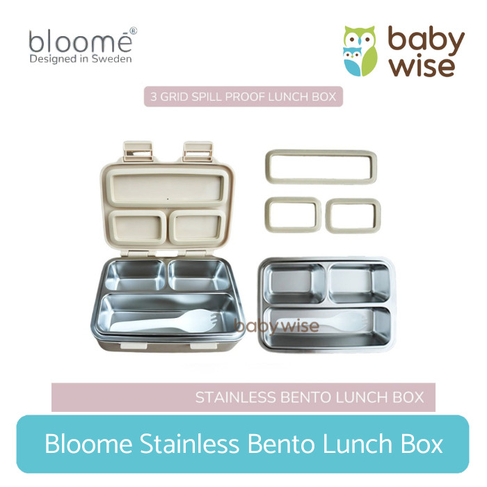 Bloome Stainless Bento Lunch Box - Kotak Bekal Makan Anak Anti Tumpah / Anti Campur