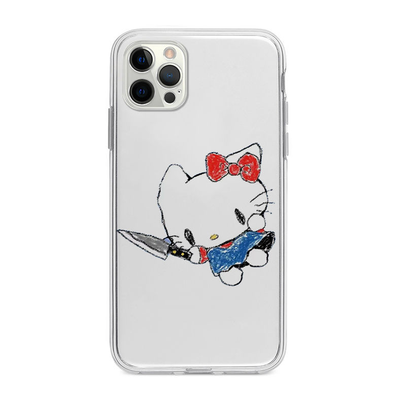 Softcase KT kucing berdua tangan memegang pisau VIVO pola yang jelas Transparan Anti slip asli VIVO 