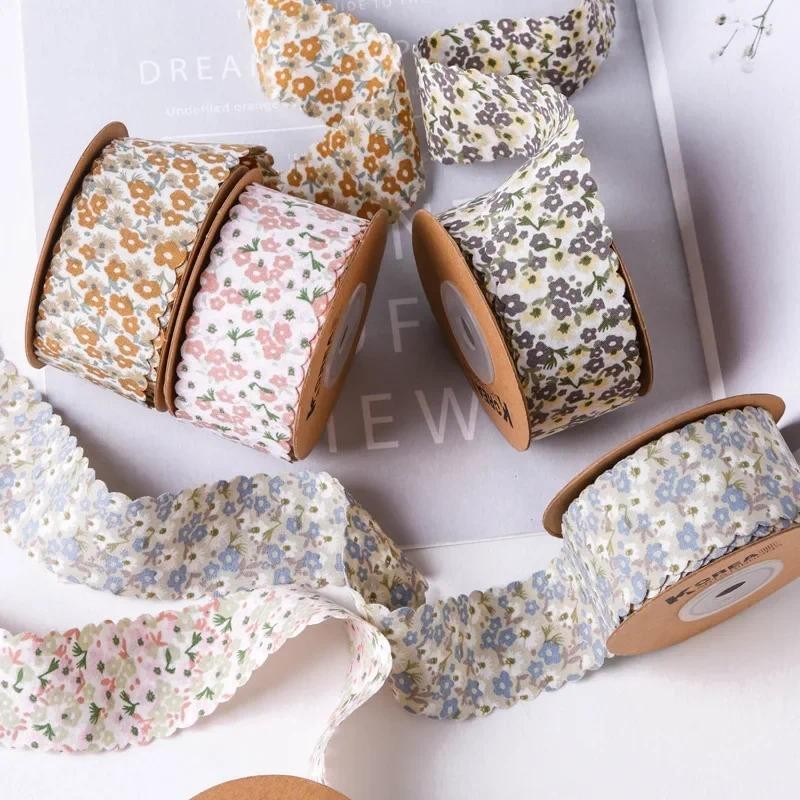 

5yards 25/38mm Wavy Edge Plum Blossom Printed Ribbon for Clothing Sewing Supplies DIY Hair Bows Gift Wrapping Craft Accessories