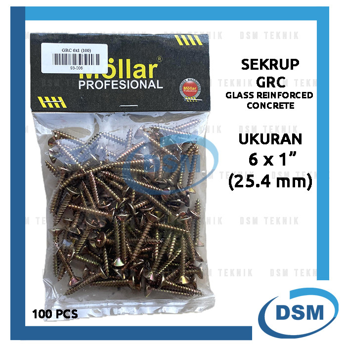 SEKRUP GRC 6 x 1 - BAUT SKRUP KALSIBOARD KUNING ISI 100 PCS