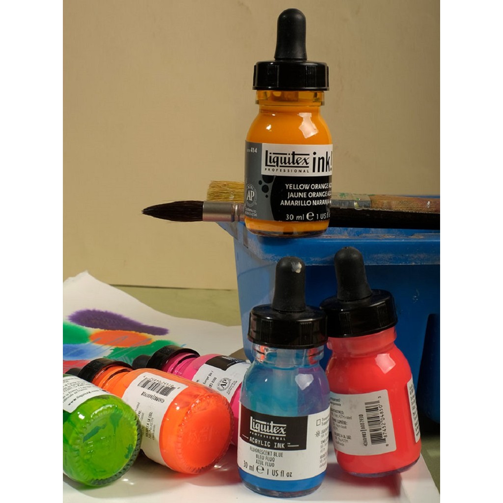 

Liquitex acrylic ink 30ml with dropper waterproof metallic fluorescent color diy hand drawing graffiti liquid pigment art suppli