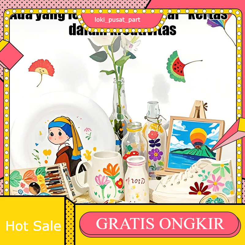 

Set spidol akrilik Kuas akrilik Spidol akrilik 48/60/80 spidol warna Pena cat akrilik Spidol warna